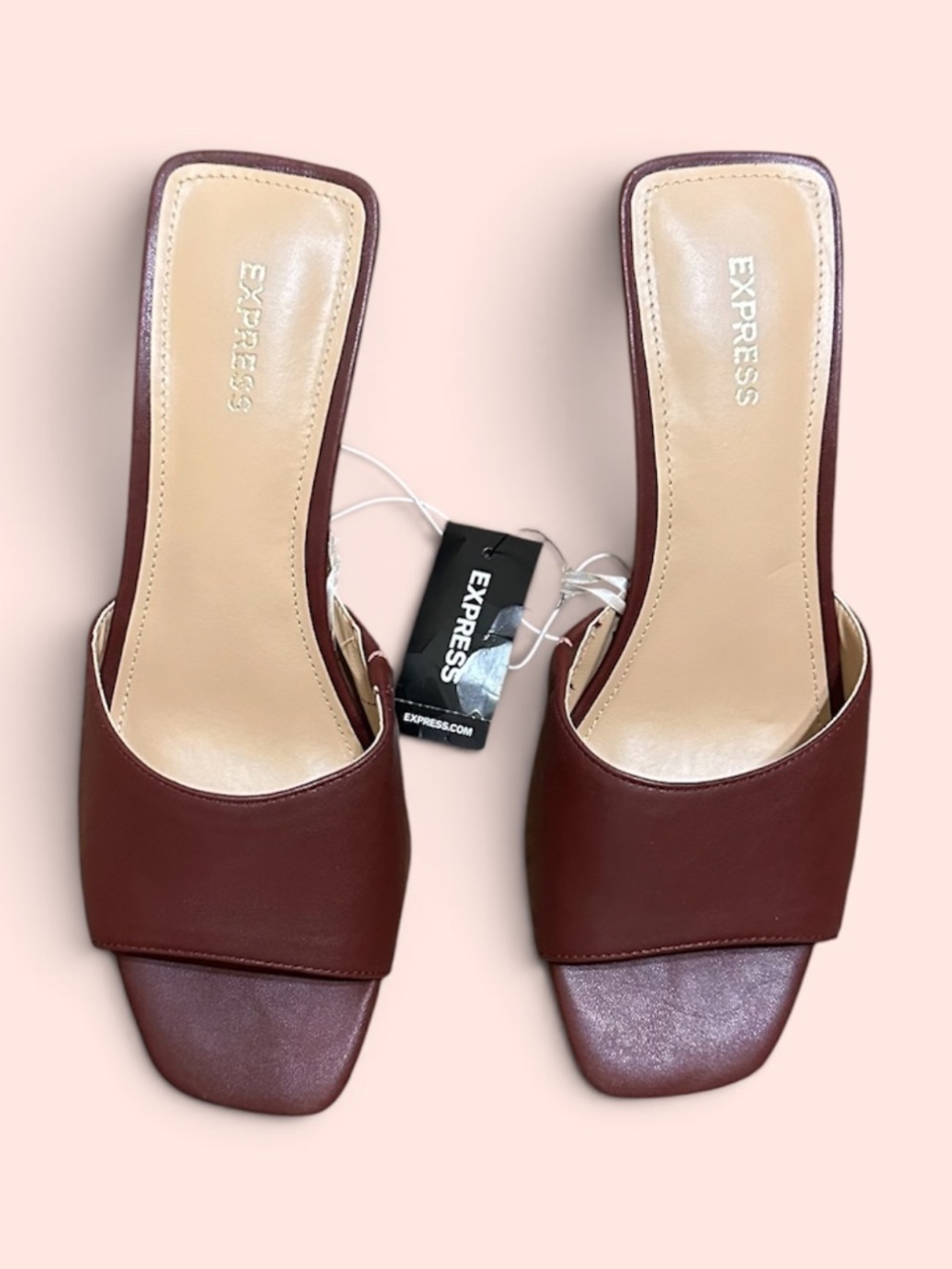 EXPRESS Square Toe Slide Heeled Sandals 8M NWT